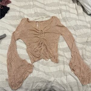 Free People Beige Knit Sweater